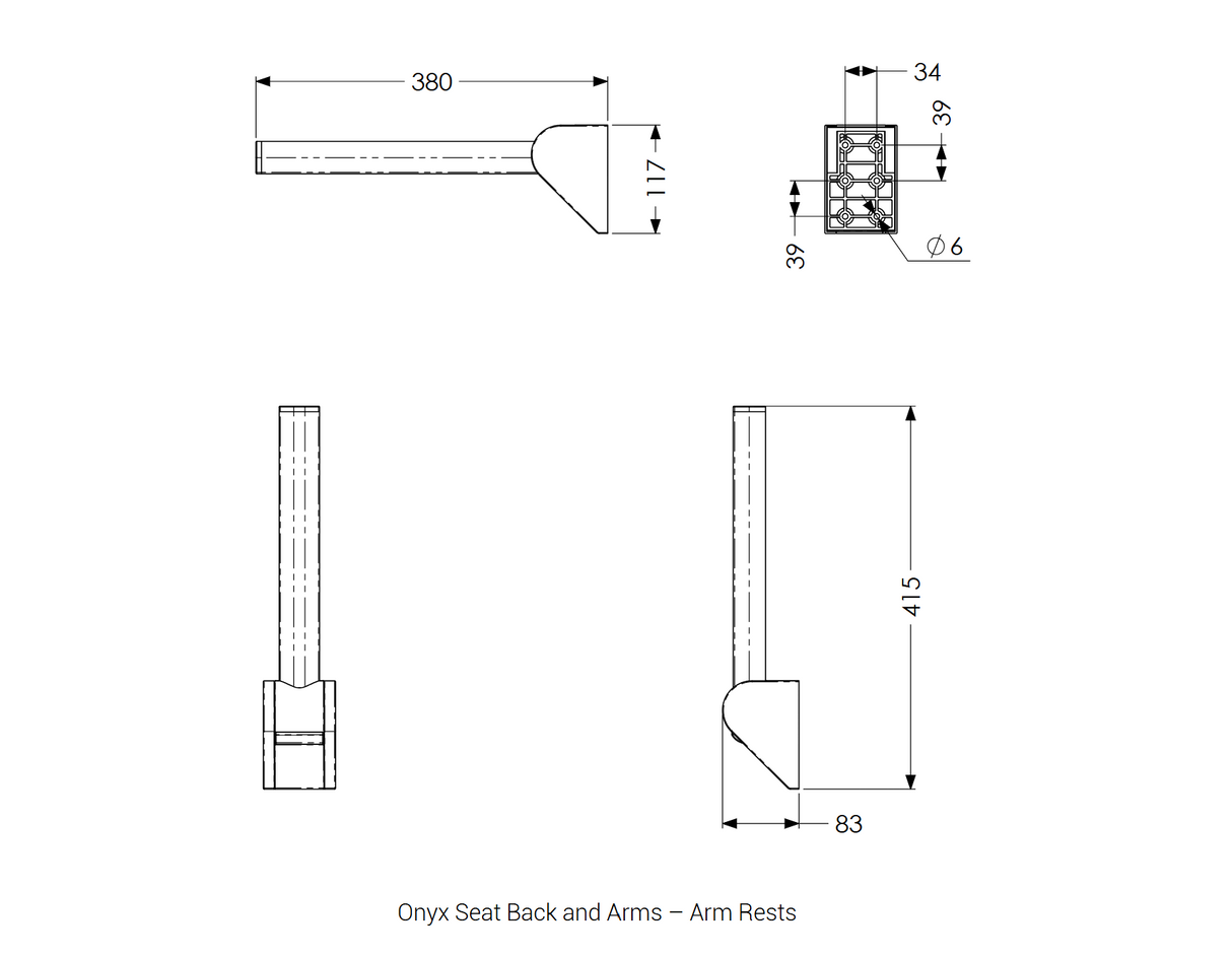 AKW Onyx Shower Seat With Back, Arms & Adjustable Leg - Black (02811BK-LS)