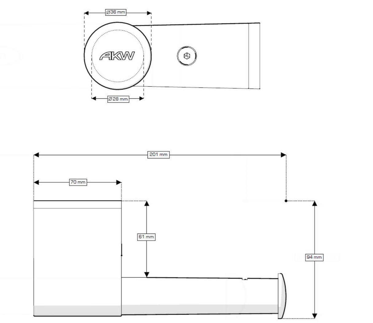 AKW Onyx Toilet Roll Holder Black and Chrome (23688)