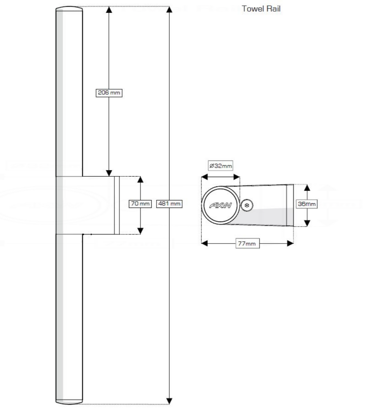 AKW Onyx Towel Rail White and Chrome (23686)