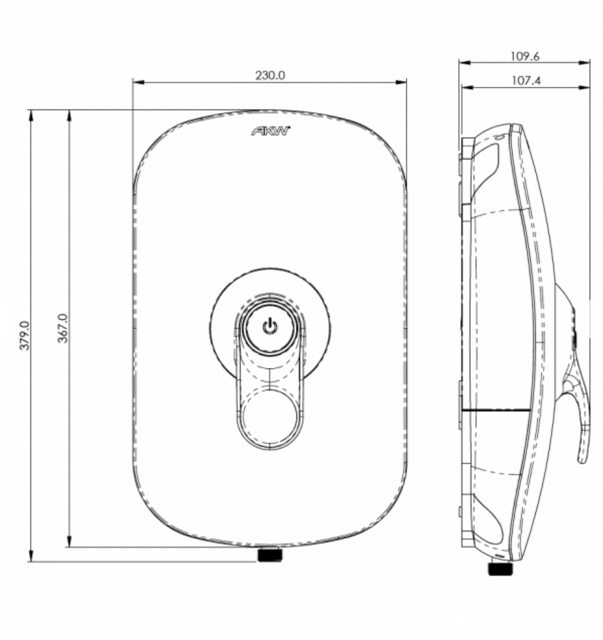 AKW SmartCare Lever Mid Grey 9.5kw with Care Accessory Kit (29091CGR-MG)
