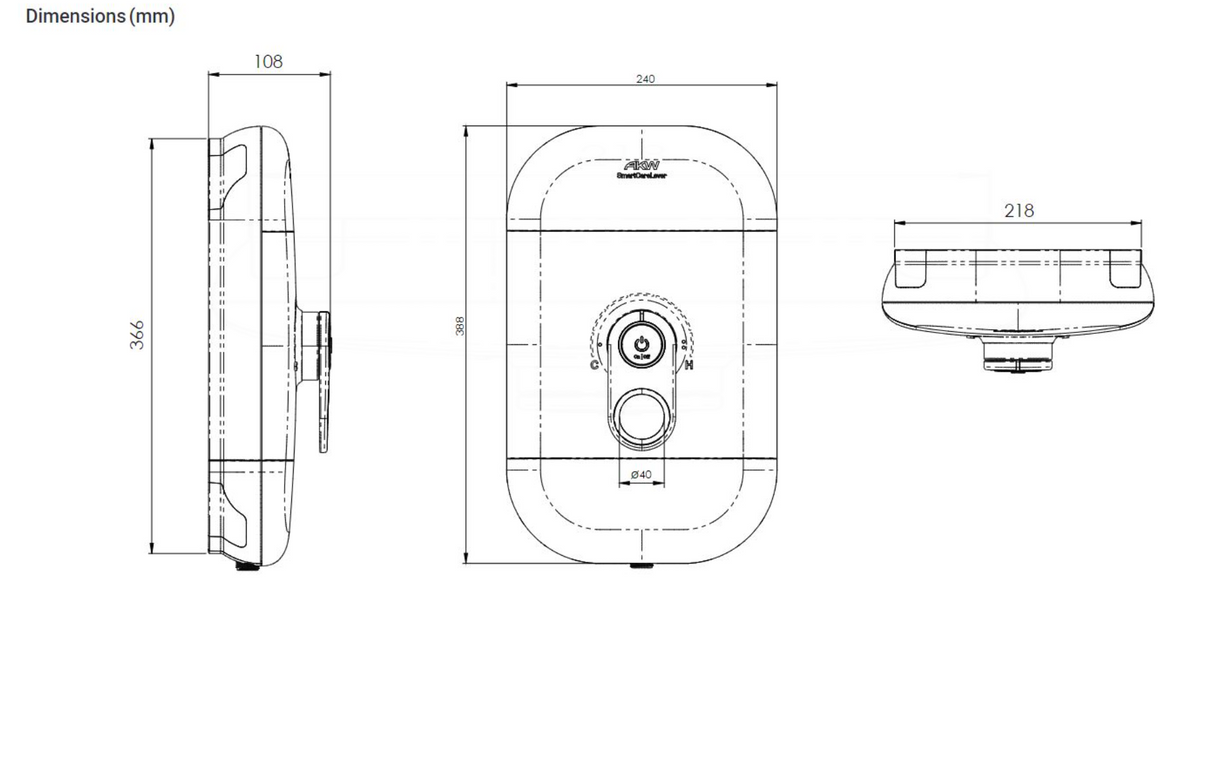 AKW SmartCare Lever White With Silver - White Kit 9.5KW (29091WH)