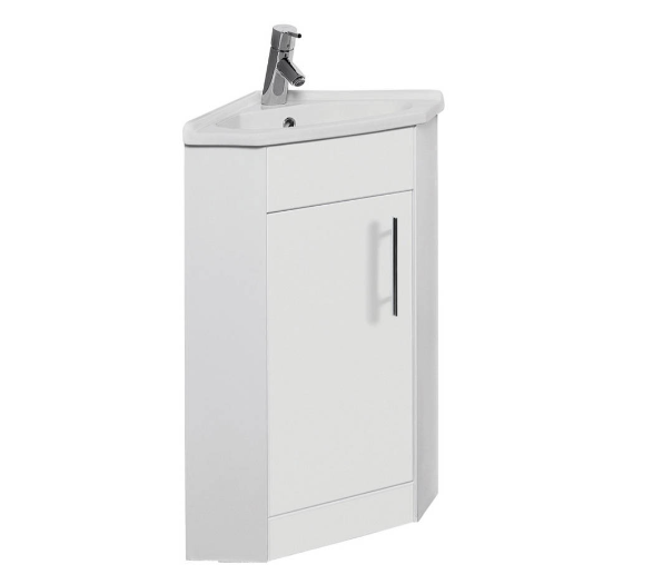 Kartell K-VIT Impakt Corner Vanity Unit With Basin-White Gloss (IMP405CORN RWFCORNBAS)