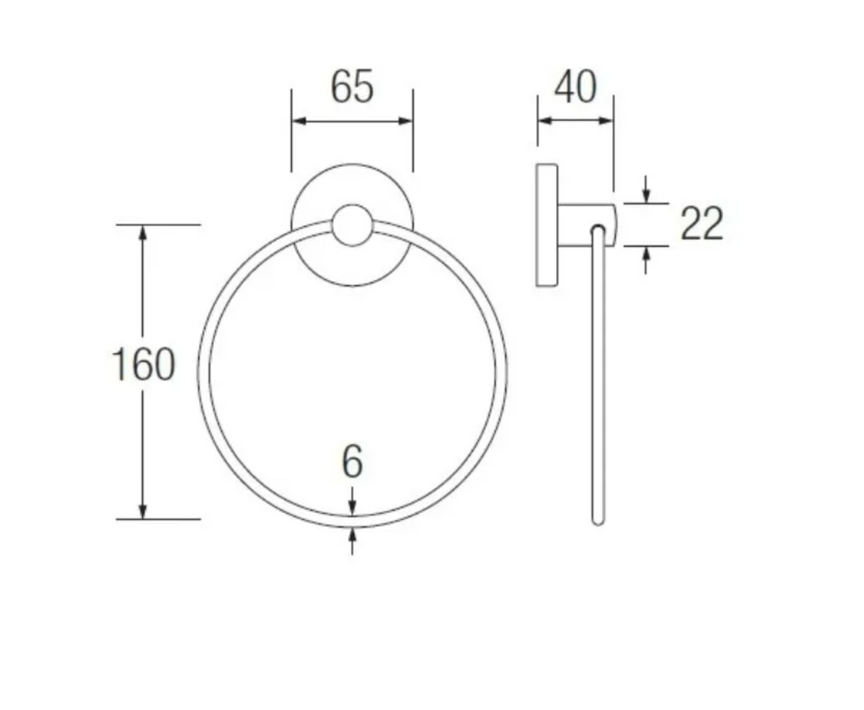 AKW Towel Ring 160mm Diameter - Stainless Steel (03SS-TOWR)