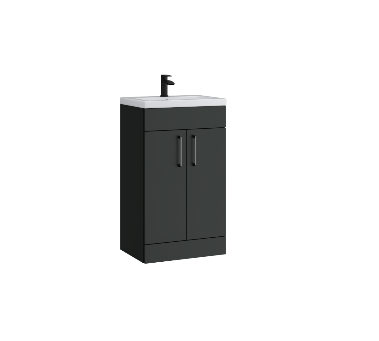 Kartell K-VIT Dove 500mm 2 door slimline unit with ceramic basin in matt anthracite