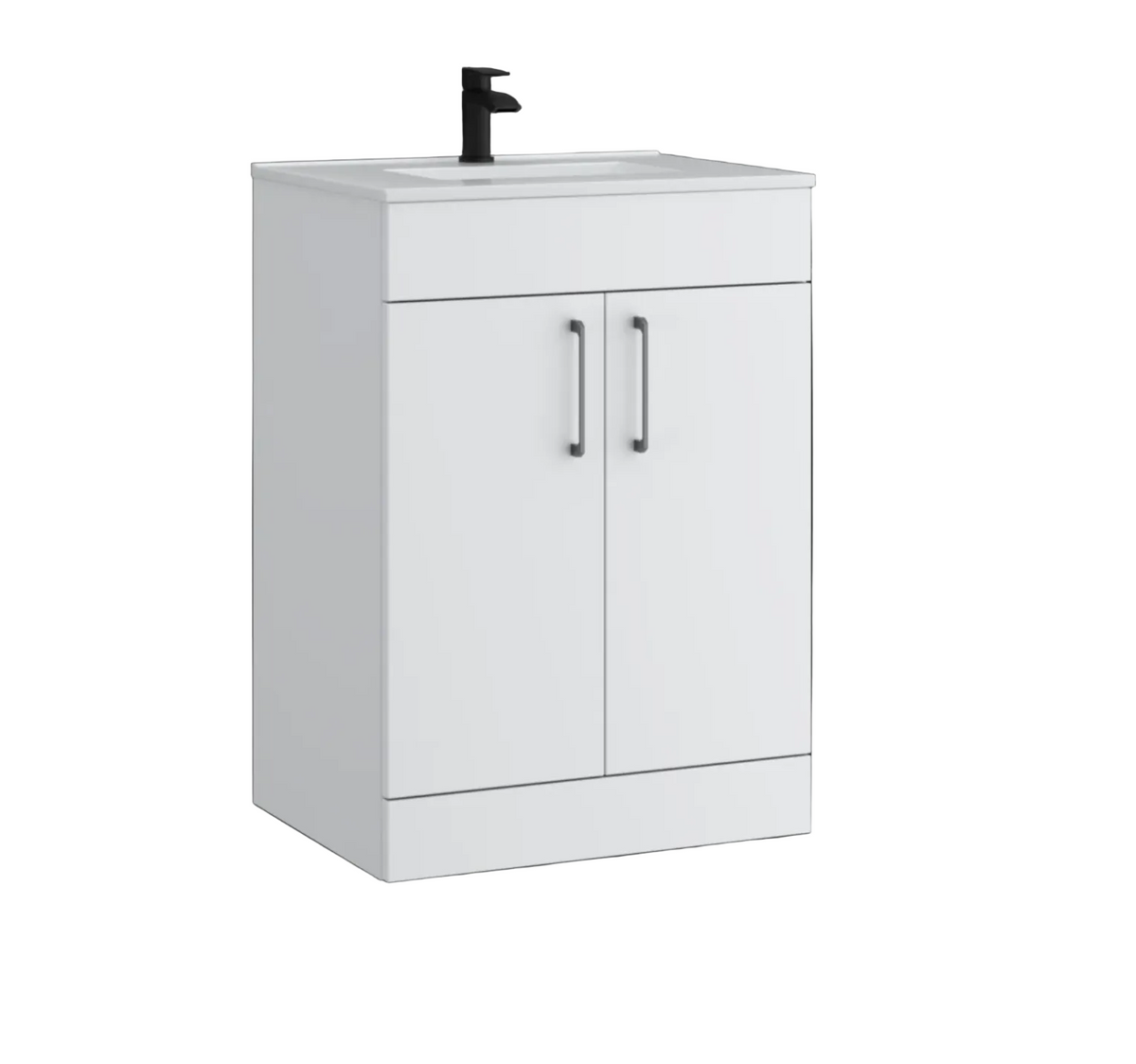 Kartell K-VIT Dove 600mm 2 door floor standing unit with ceramic basin in matt white
