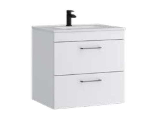 Kartell K-VIT Dove 600mm 2 drawer wall mounted unit with ceramic basin in matt white