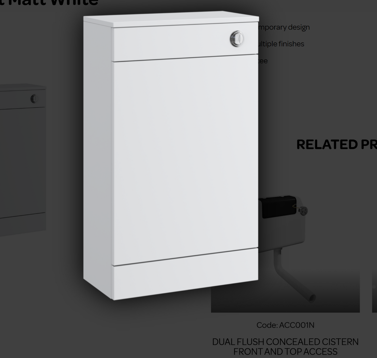 Kartell K-VIT Dove 500mm WC unit in matt white