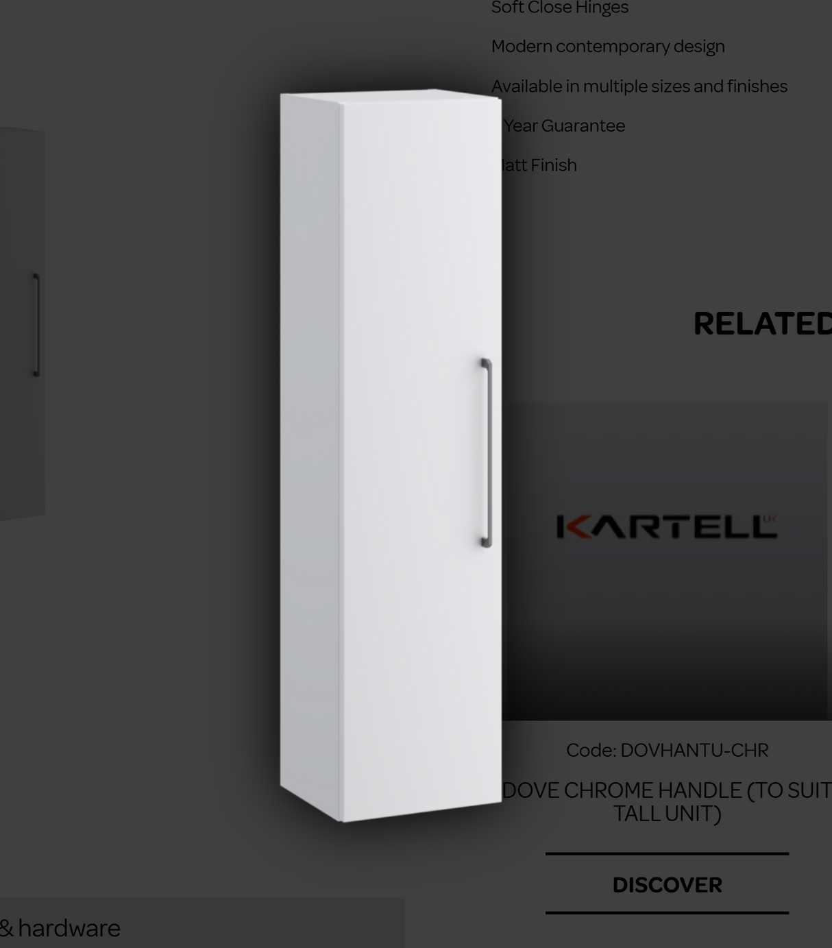Kartell K-VIT Dove wall hung tall unit in matt white