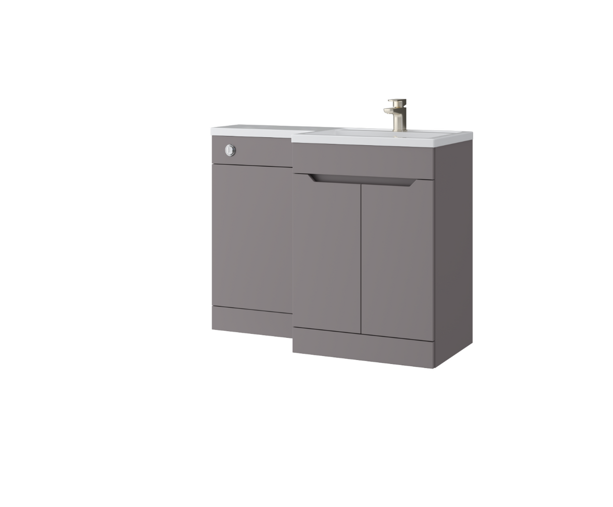 Kartell K-VIT Urban 1100mm L-Shaped Door Unit Right-Hand Furniture Pack- Slate Grey-Cistern Included (URB600FSDO-SG - URBLSWC-SG - FUR431NEW - ACC001N)