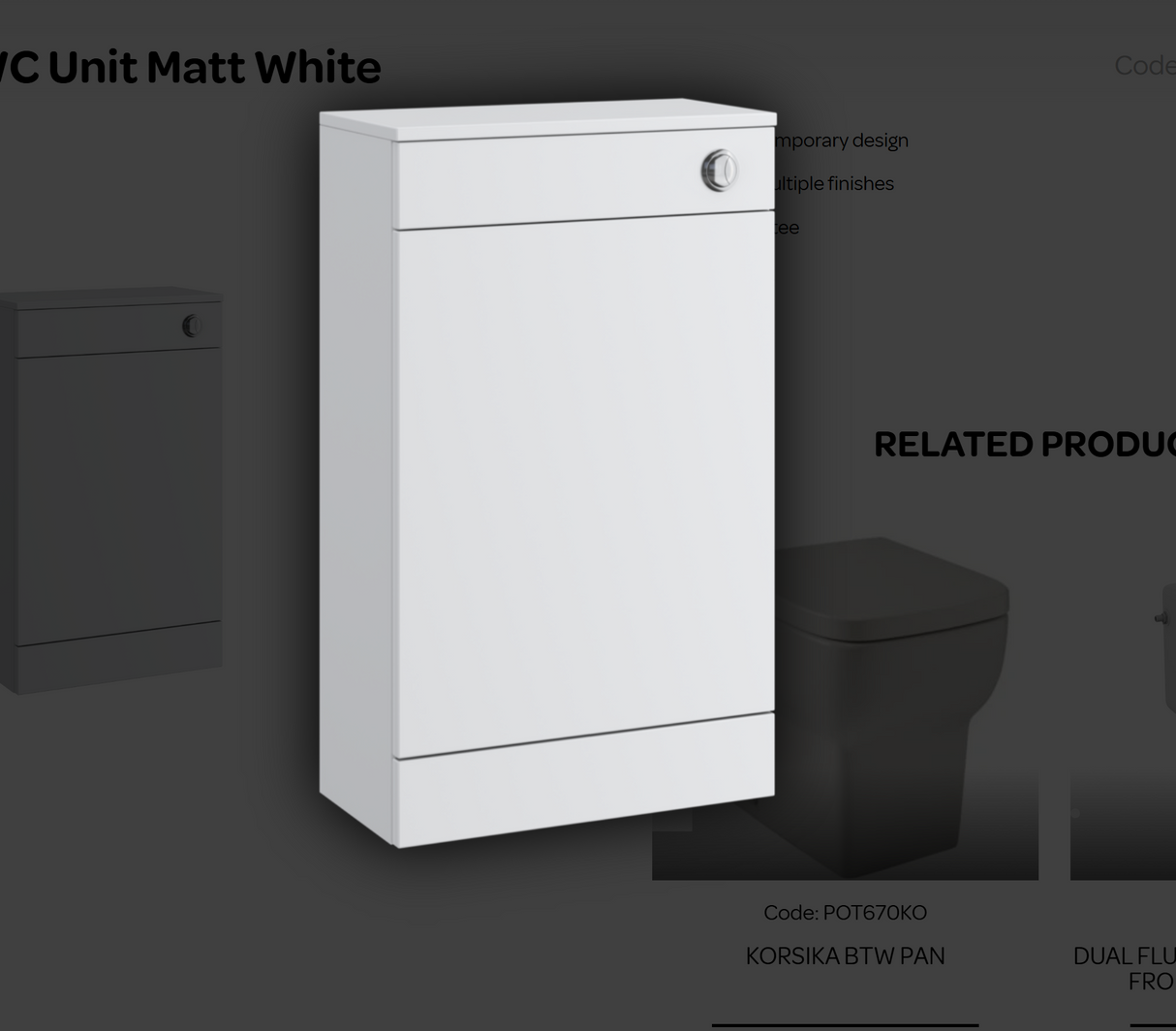 Kartell K-VIT Urban 500mm WC Unit- Matt White (URB500WC-SW)