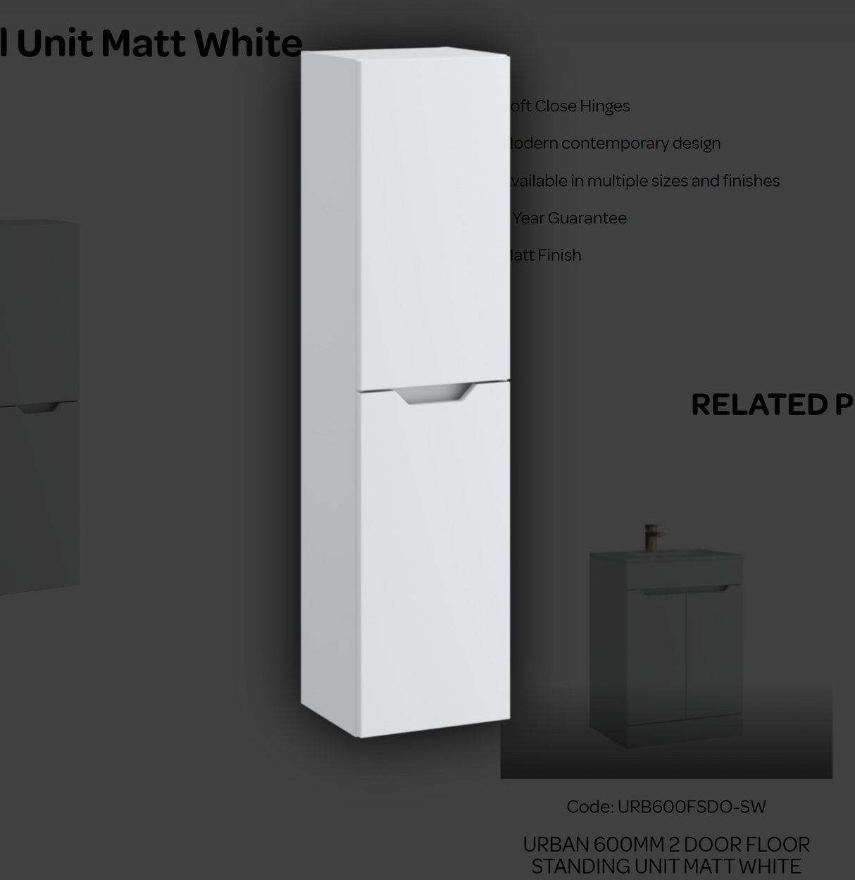 Kartell K-VIT Urban Wall Hung Tall Unit- Matt White (URB300TU-SW)