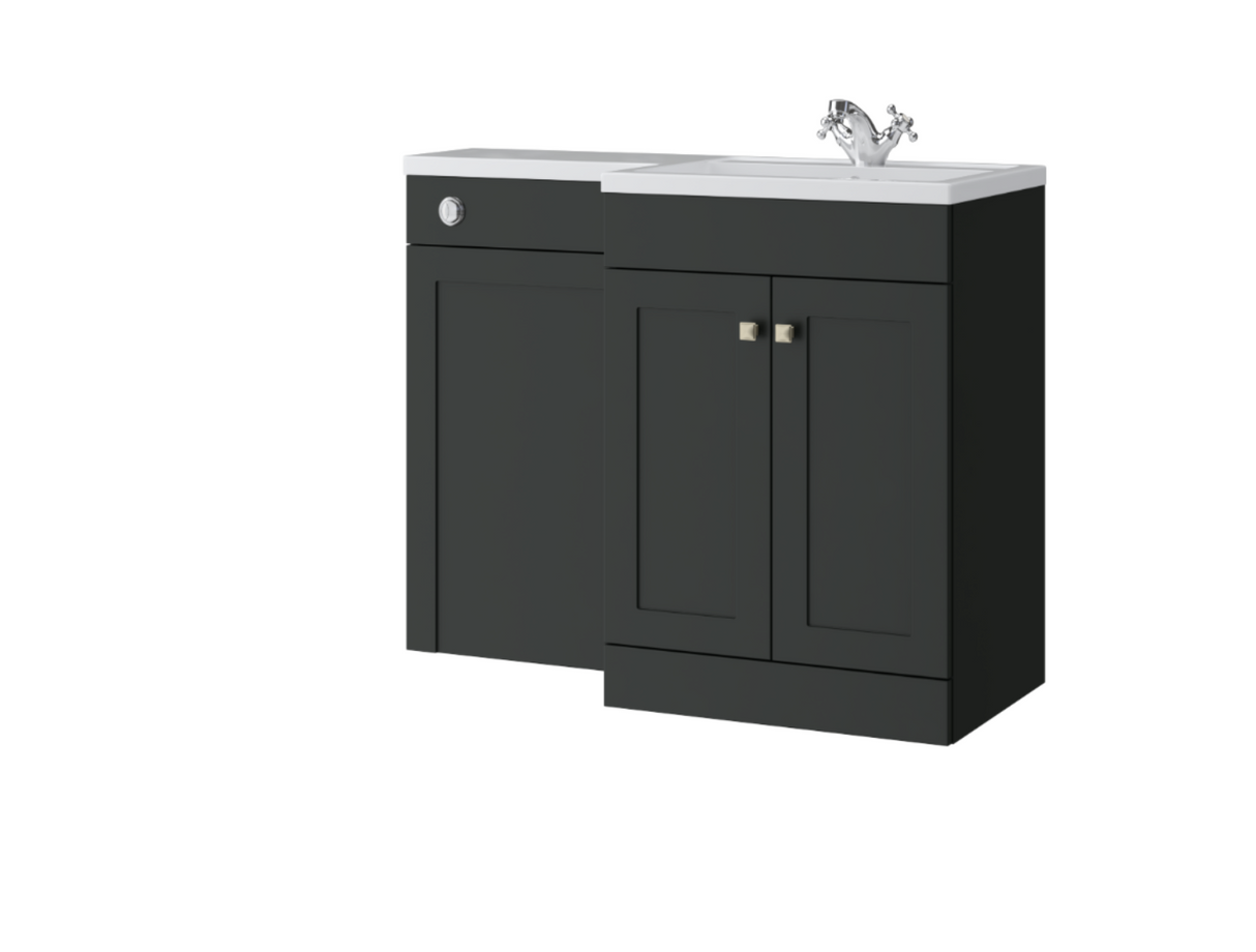 Kartell K-VIT Sanctuary 1100mm L-Shaped Door Unit Right-Hand Furniture Pack - Matt Anthracite - Cistern Included (SAN600FSDO-MA - SANLSWC-MA - FUR431NEW - ACC001N)