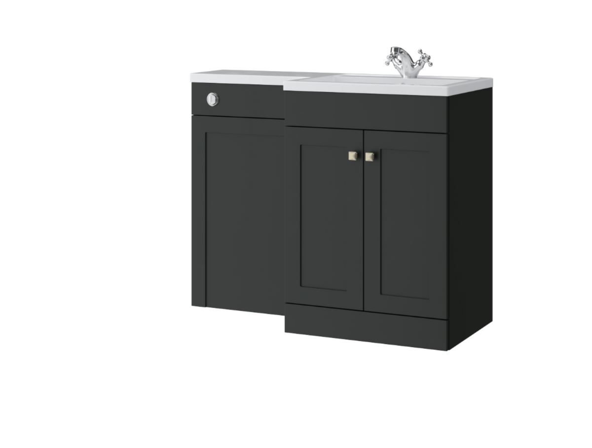 Kartell K-VIT Sanctuary 1100mm L-Shaped Furniture Pack, Right Hand - basin on the right - Matt Anthracite