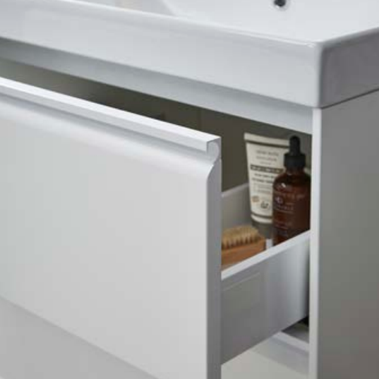 Kartell K-VIT Moon 500mm 2 Drawer Wall Mounted Unit With Ceramic Basin- Matt White (MOON500WM-W MOON500BAS)