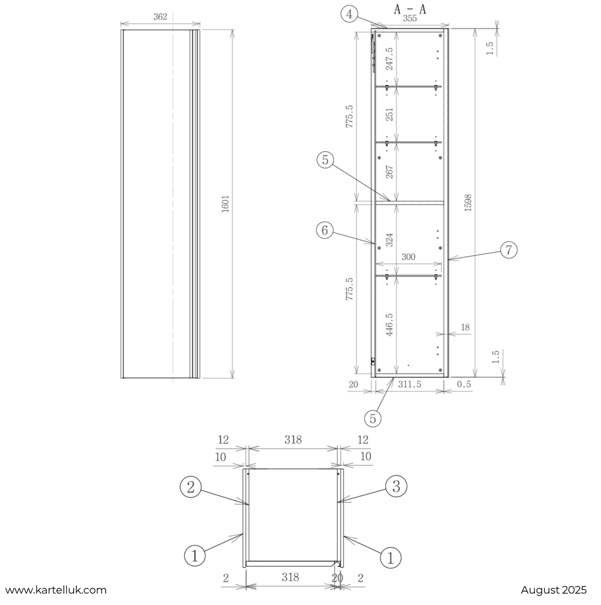 Kartell K-VIT Moon Wall Mounted Tall Unit- Cocoa (MOONWMTU-C)
