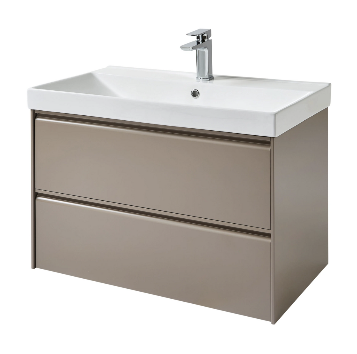 Kartell K-VIT Moon 800mm 2 Drawer Wall Mounted Unit With Ceramic Basin-Cocoa (MOON800WM-C MOON800BAS)