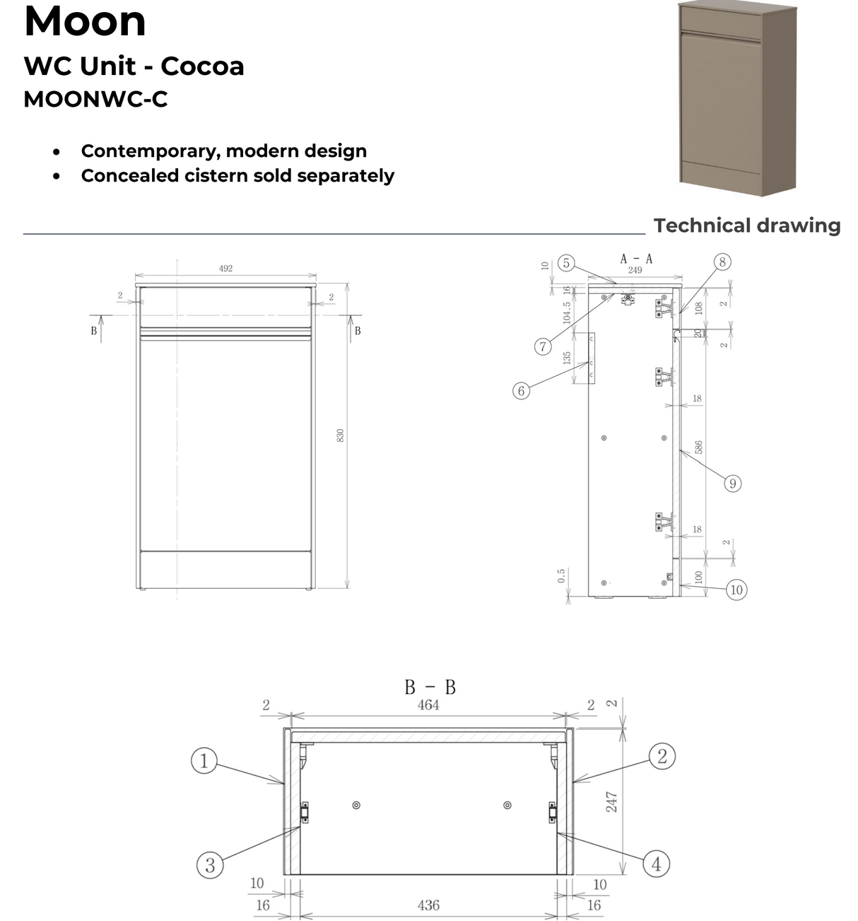 Kartell K-VIT Moon WC Unit- Cocoa (MOONWC-C)