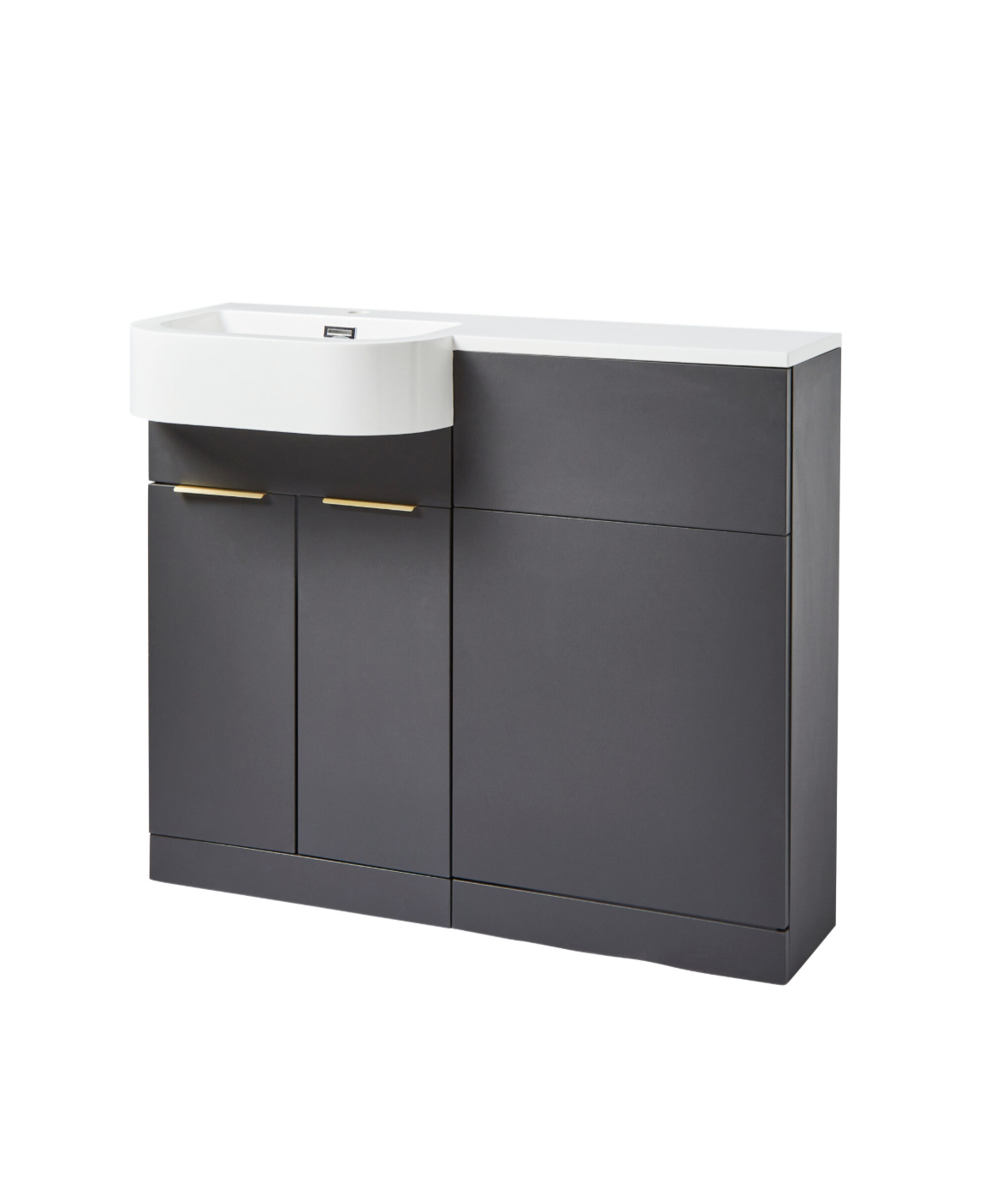 Kartell K-VIT Fusion P-Shaped 1010mm 2 Door Furniture Pack Matt Dark Grey, Left Hand (FU500DO-G - FUS1010LH FU500WC-G - ACC001N)
