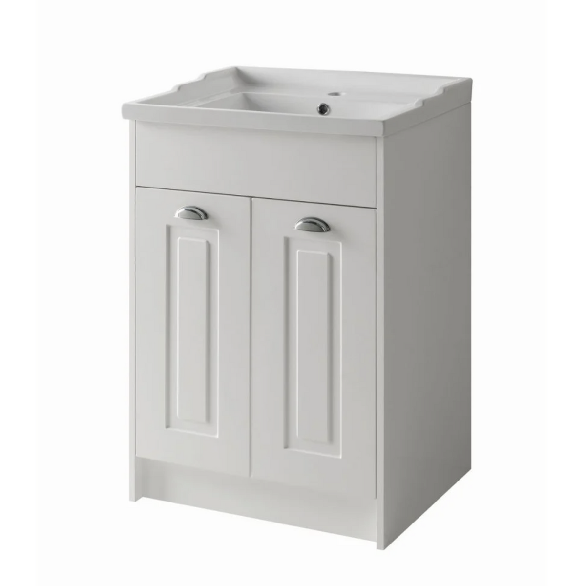 Kartell K-VIT Astley 600mm Floor Standing Vanity Unit with Ceramic Basin - Matt White