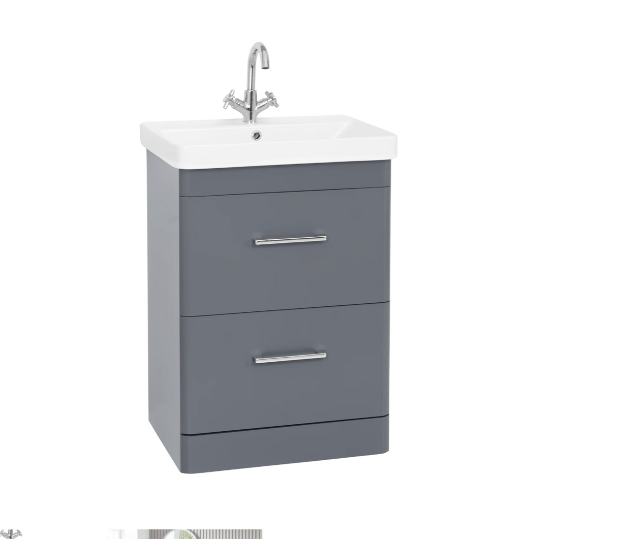 Kartell K-VIT Options 24 600mm 2 Drawer Unit With Ceramic Basin- Matt Cool Grey (OPT600DR-CG FUR149ME)