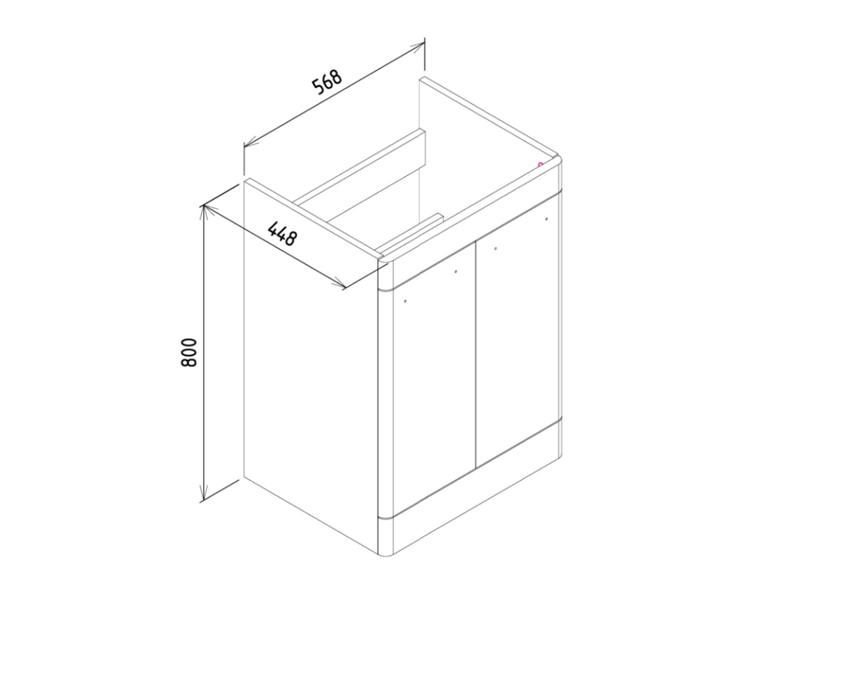 Kartell K-VIT Options 24 600mm 2 Door Unit With Ceramic Basin- White Gloss (OPT600DO-WT FUR149ME)