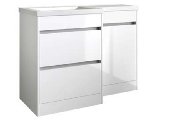 Kartell K-VIT City 1100mm L-Shaped Furniture Set Left Hand (Including Cistern) - White Gloss (FUR709CI-FUR730CI-FUR430NEW-ACC001N)