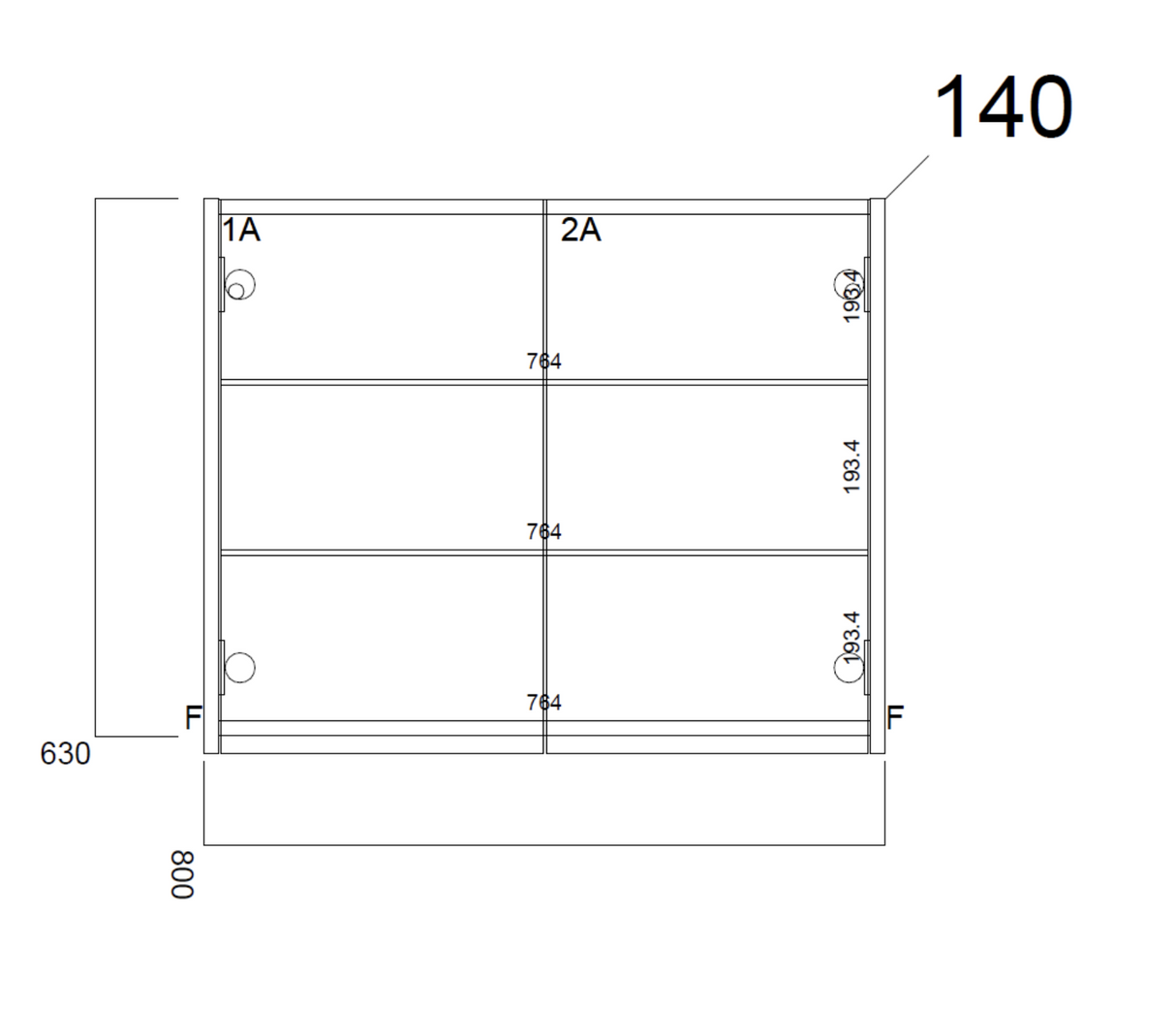 Kartell K-VIT Purity 800mm Mirror Cabinet - Storm Grey Gloss (FUR098PU)