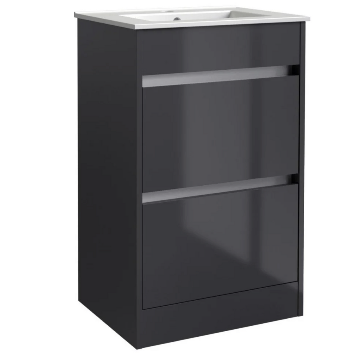 Kartell K-VIT City 500mm Floor Standing Unit With Ceramic Basin - Storm Grey Gloss (FUR706CI-FUR063PU)