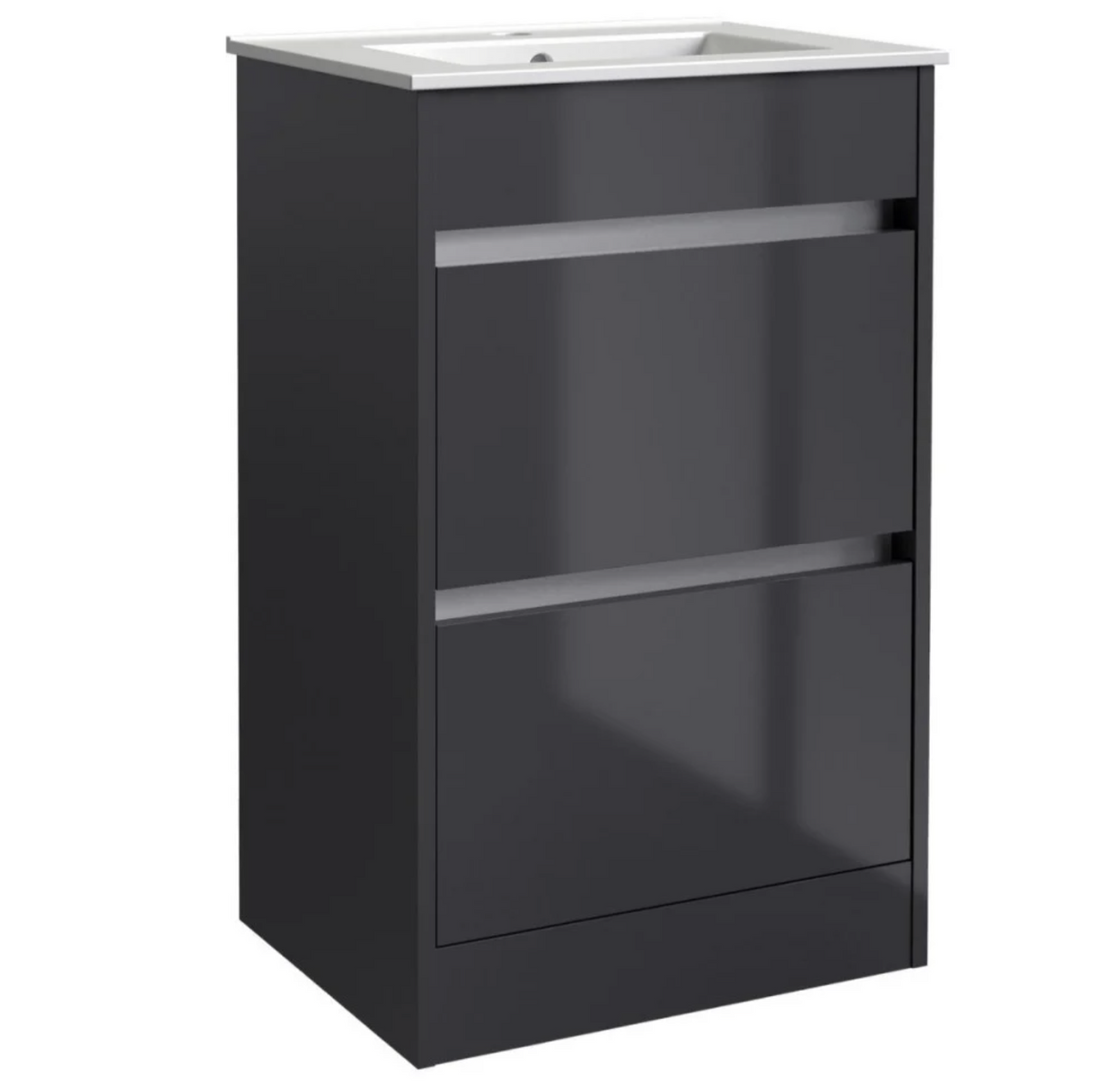 Kartell K-VIT City 500mm Floor Standing Unit with Ceramic Basin - Storm Grey Gloss