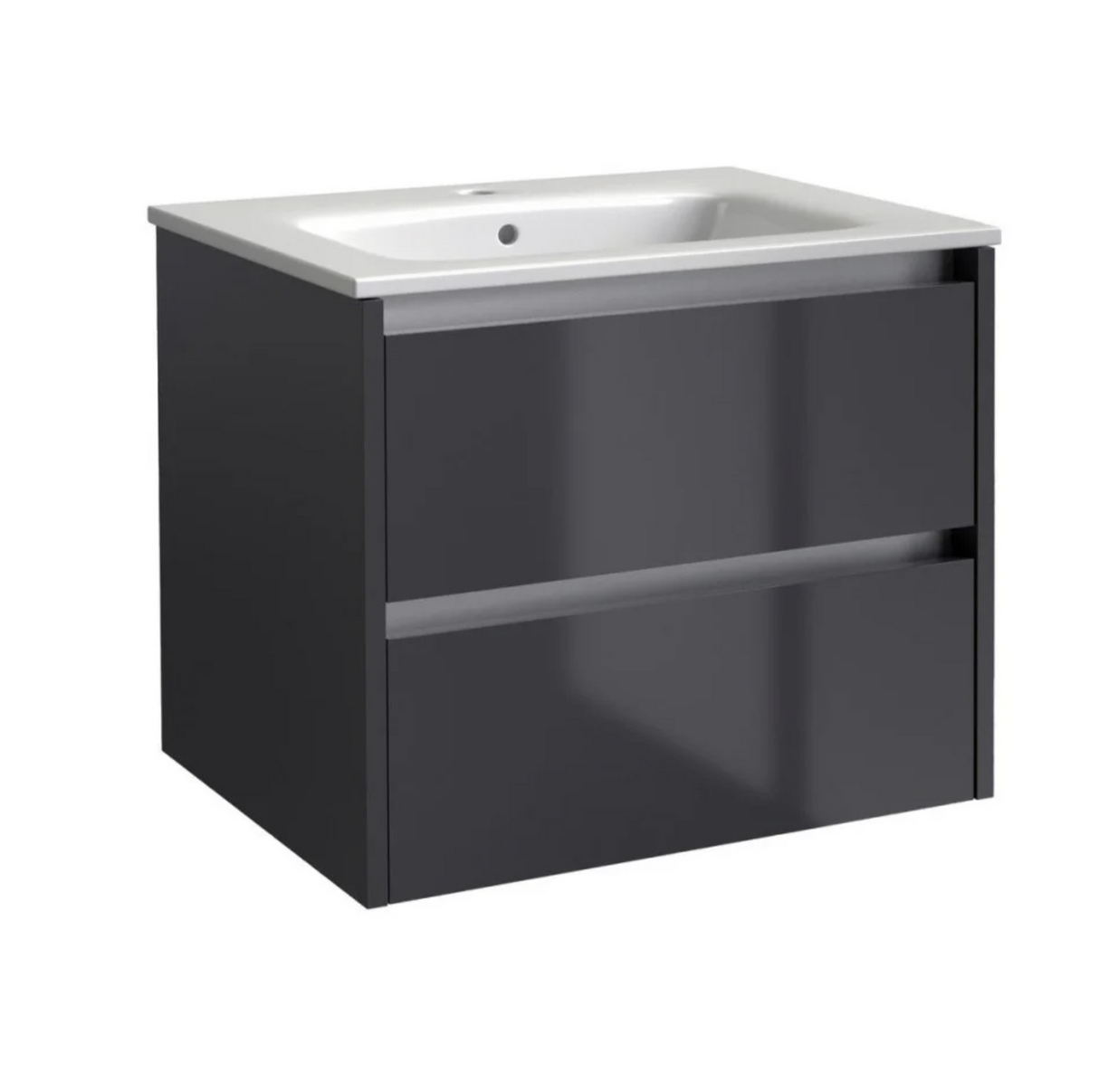Kartell K-VIT City 600mm Wall Mounted Unit With Ceramic Basin - Storm Grey Gloss (FUR719CI-FUR057PU) (Copy)