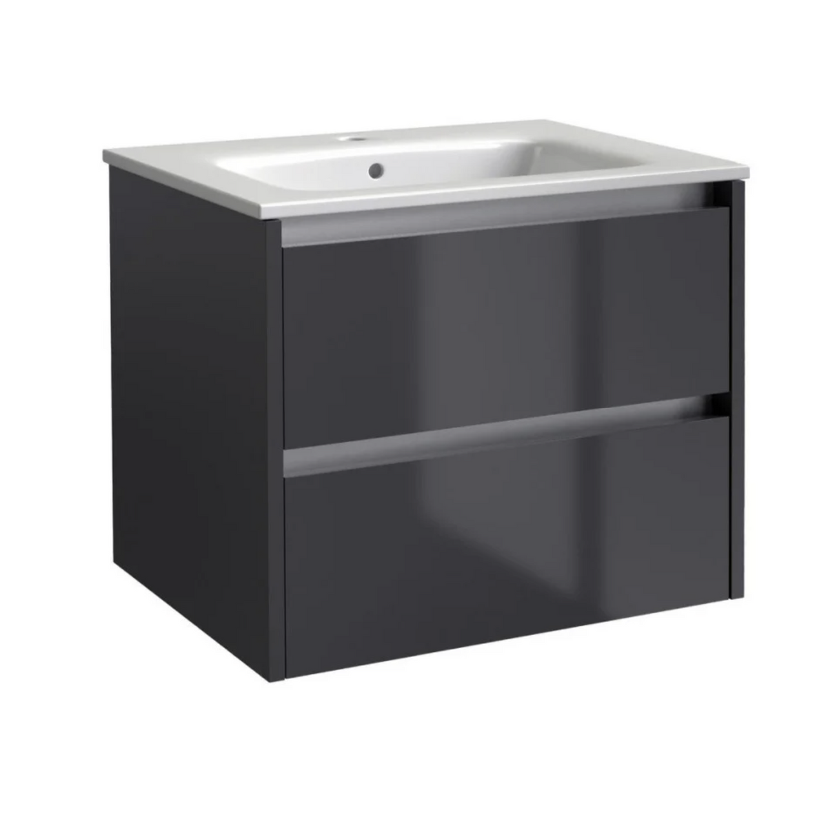 Kartell K-VIT City 800mm Wall Mounted Unit With Ceramic Basin - Storm Grey Gloss (FUR721CI-FUR060PU)