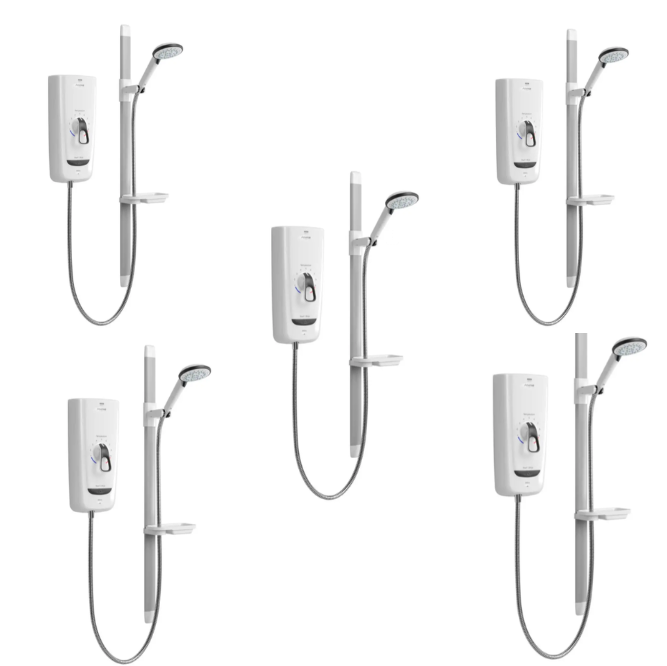 Mira Advance ATL Flex 8.7KW White/Chrome Electric Shower (1.1785.003) Pack of 5 Trade Bundle