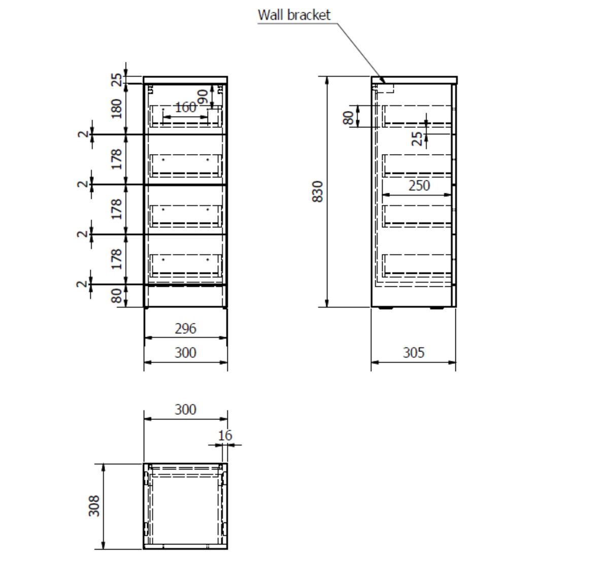 Kartell K-VIT Impakt Drawer Unit 300mm 4 Drawers (300mm deep)-White Gloss (IMP300DU)