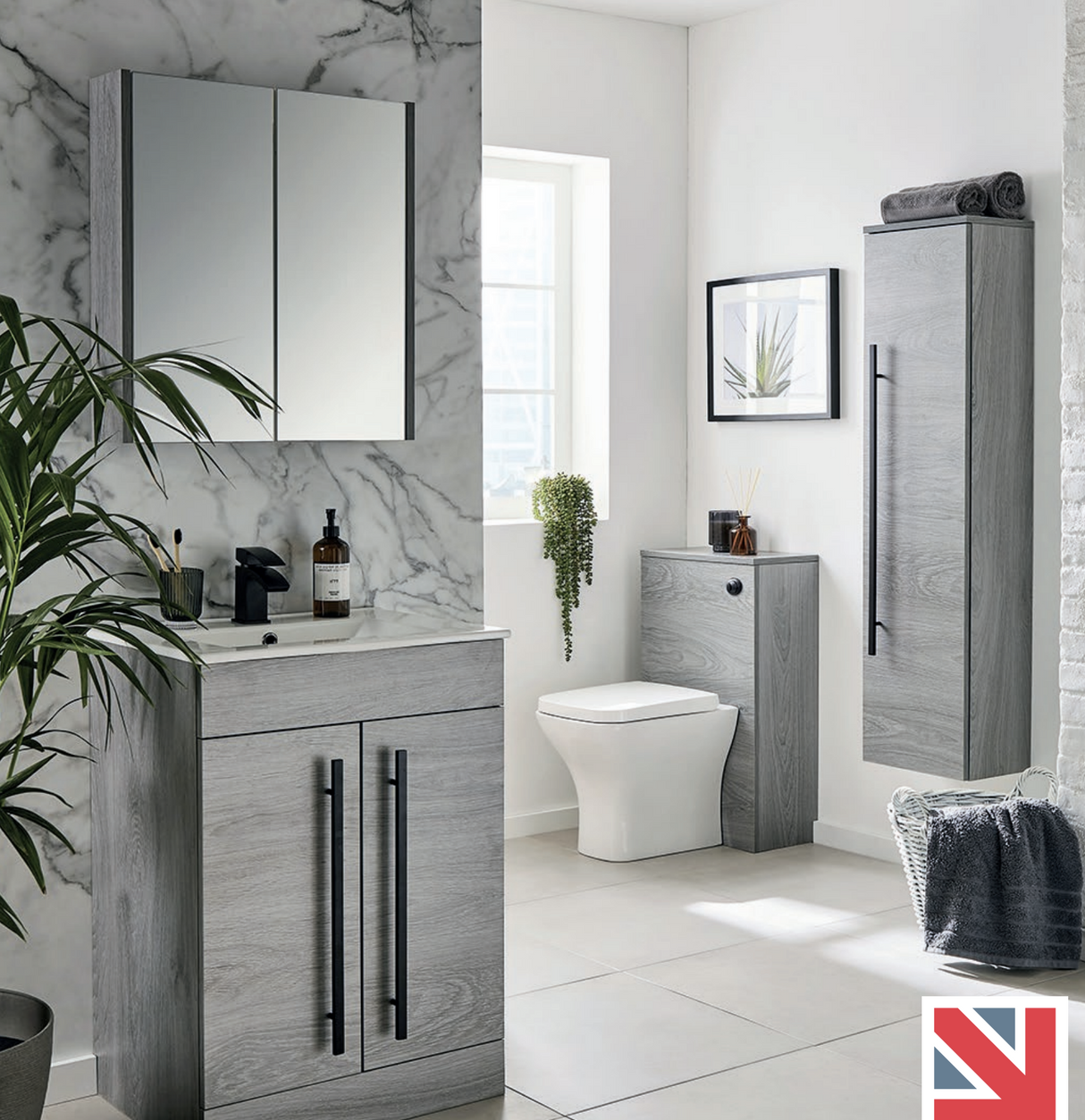 Kartell K-VIT Purity 500mm Mirror Cabinet- Silver Oak (PSO500MIR)