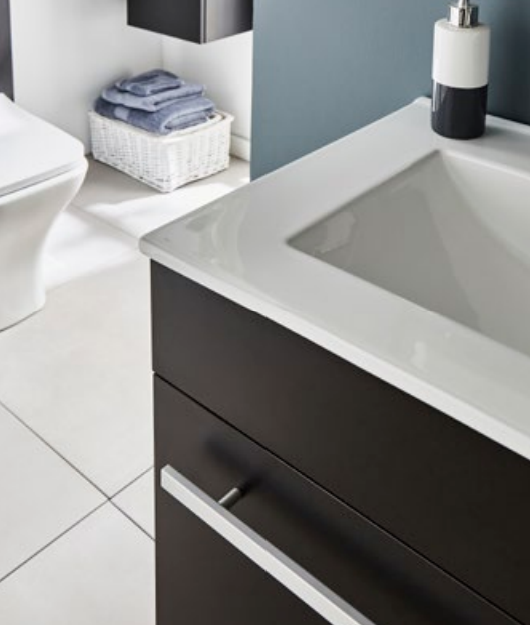 Kartell K-VIT Purity 600mm Wall Mounted Unit With Ceramic Basin- Matt Black (PMB600WM-FUR057PU)
