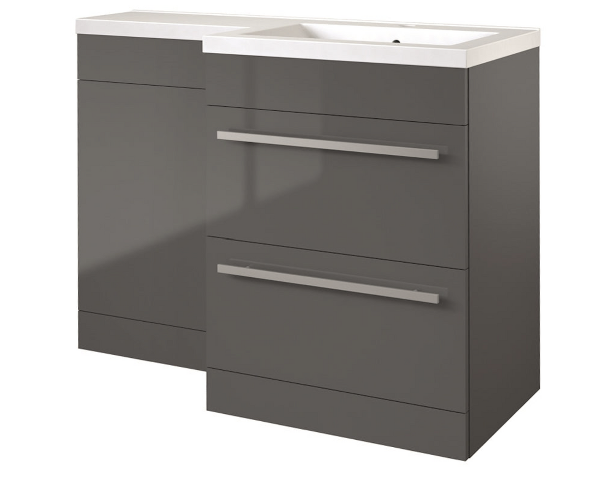 Kartell K-VIT Matrix 2 Drawer L-Shaped Furniture Pack 1100mm Right Hand - Storm Grey Gloss (FUR012PU-FUR411MA-FUR431NEW-ACC001N)