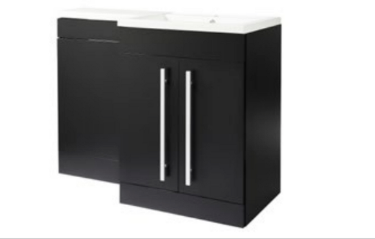 Kartell K-VIT Matrix 2 Door L-Shaped Furniture Pack 1100mm Right Hand -Matt Black - Includes Cistern (PMB600DO-PMB505MA-FUR431NEW-ACC001N)