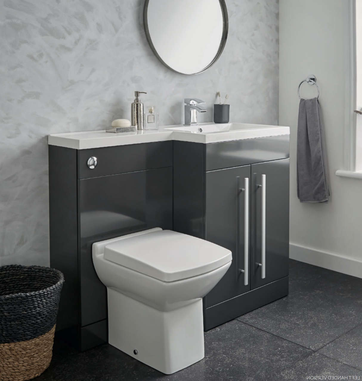 Kartell K-VIT Matrix 2 Door L-Shaped Furniture Pack 1100mm Right Hand -Matt Black - Includes Cistern (PMB600DO-PMB505MA-FUR431NEW-ACC001N)