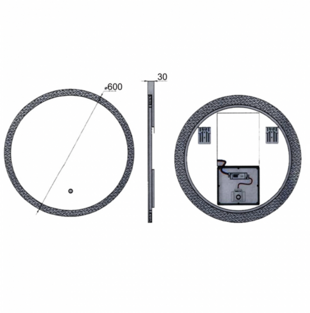 Kartell K-VIT Burleigh 600mm Round Mirror with White Acrylic Edge (BUW60)