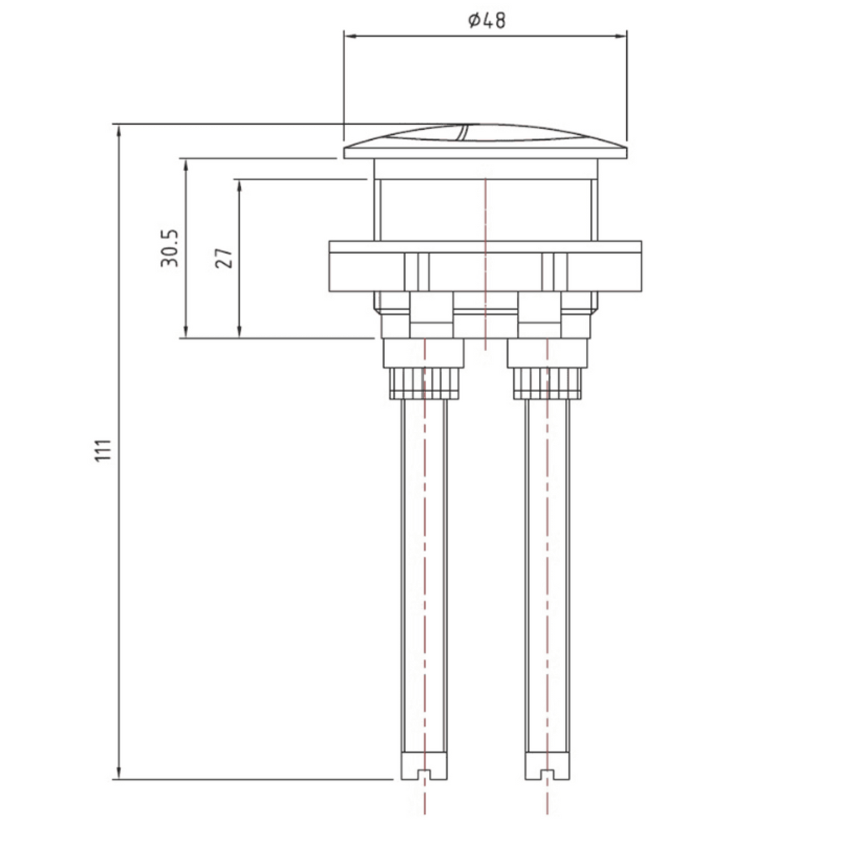 Kartell K-VIT Cistern Push Buttons for Series 600 Cisterns- Brushed Brass, Matt Black and Brushed Nickel