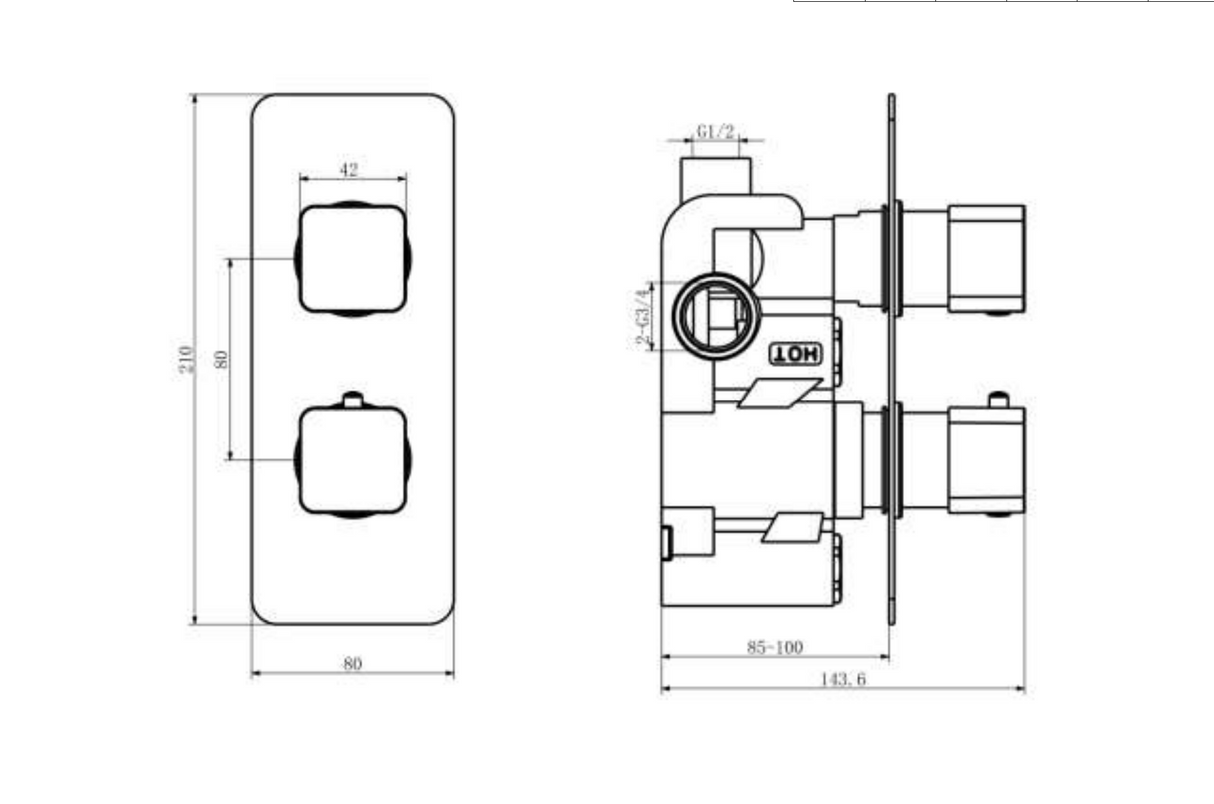 Kartell K-VIT Kolt Option 3 Thermostatic Concealed Shower with Fixed Overhead Drencher- Chrome (SHO303KCP-SHO305KCP)