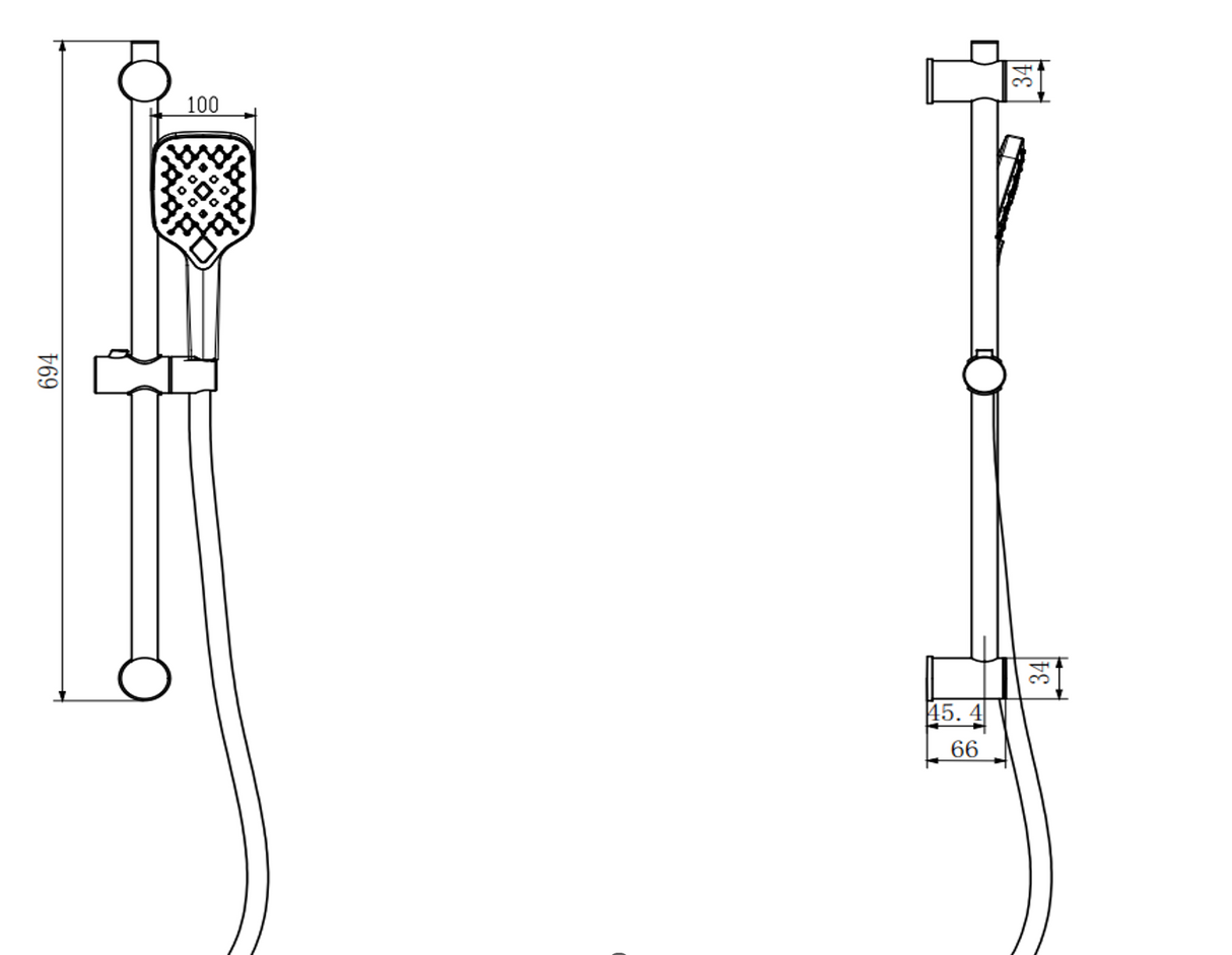 Kartell K-VIT Kolt Option 2 Thermostatic Bar Shower with Adjustable Slide Rail Kit – Matt Black (SHO311KBL-SHO312KBL)