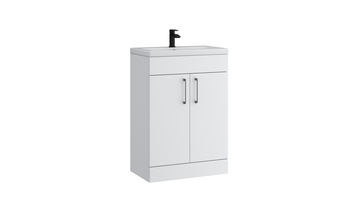 Kartell K-VIT Dove 600mm 2 door slimline unit with ceramic basin in matt white