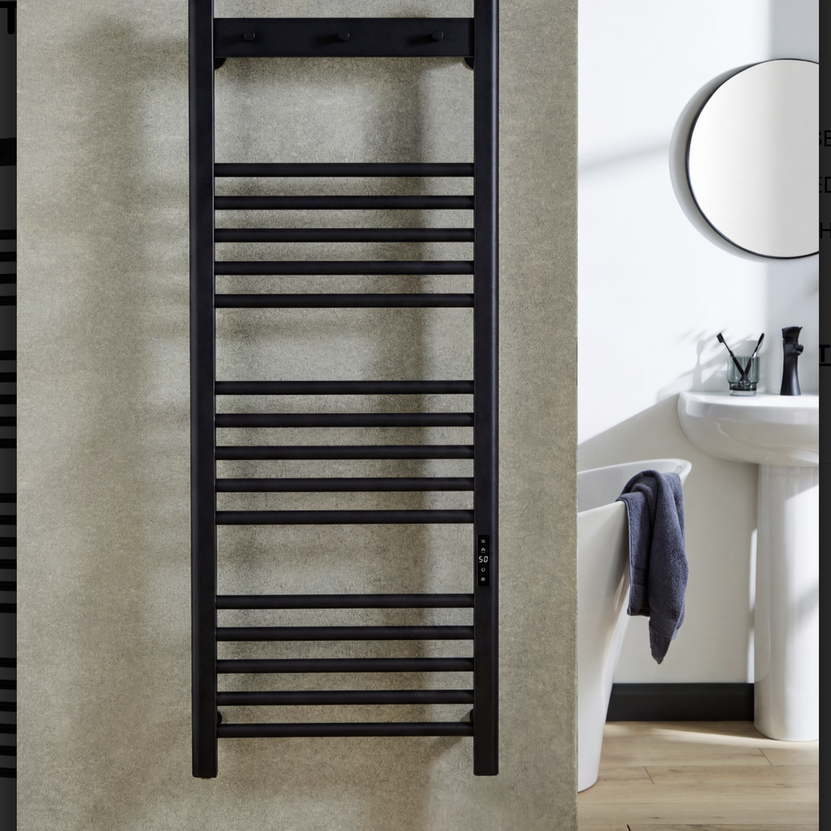 Kartell K-VIT Toro Smart Dry Electric Towel Rail – Matt Black (All Sizes)