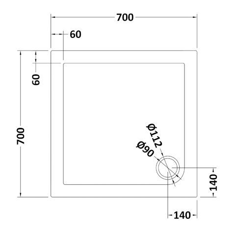 Nuie Slate Grey Slimline Square Shower Tray – 700mm, 760mm, 800 x 800mm, 900mm & 1000 x 1000mm, photo 3