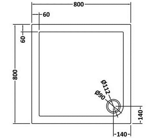Nuie Slate Grey Slimline Square Shower Tray – 700mm, 760mm, 800 x 800mm, 900mm & 1000 x 1000mm, photo 5