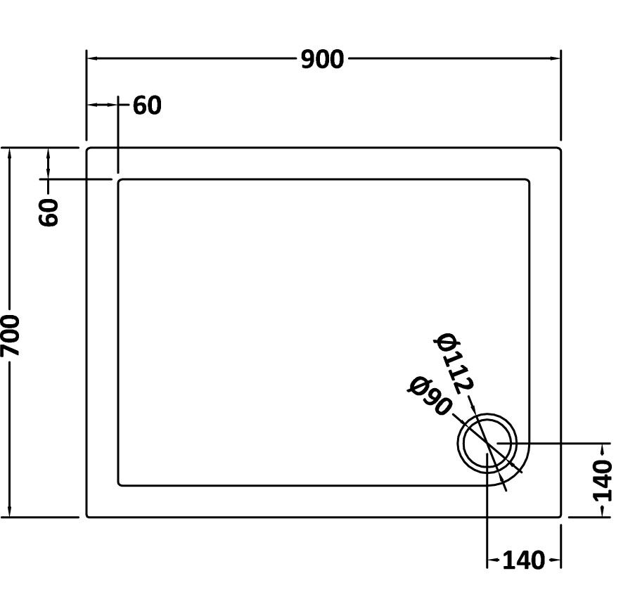 Nuie Slate Grey Slimline Rectangular Shower Tray, photo 3