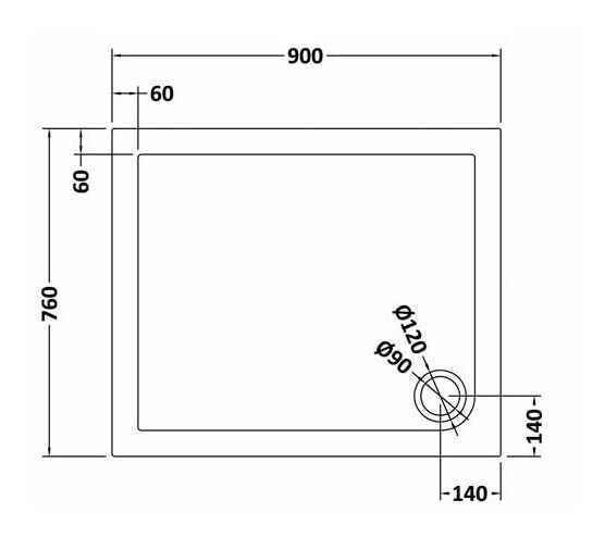 Nuie Slate Grey Slimline Rectangular Shower Tray, photo 4