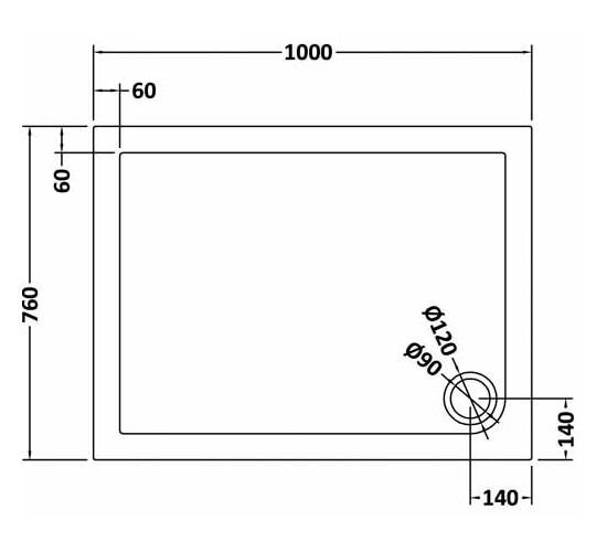 Nuie Slate Grey Slimline Rectangular Shower Tray, photo 7