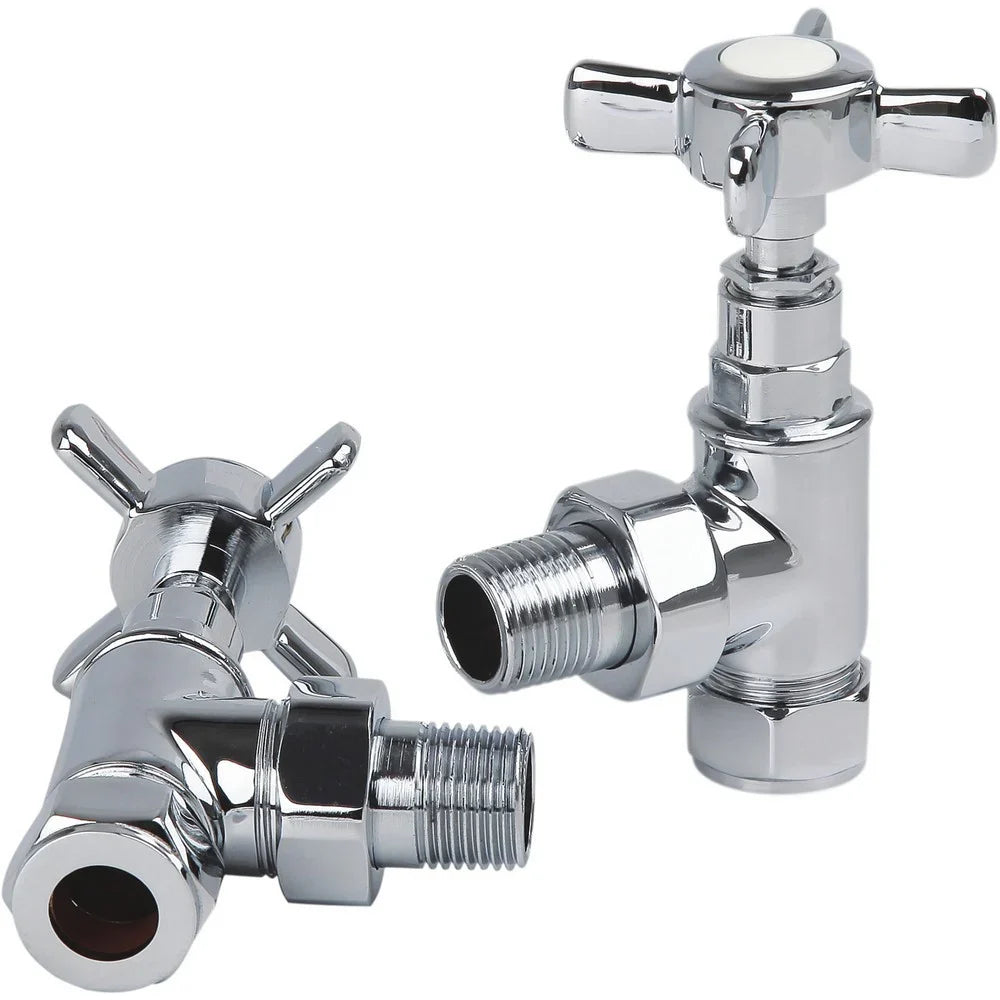 Kartell K-VIT Traditional Cross Head Radiator Valve Angled - Chrome (Pair)